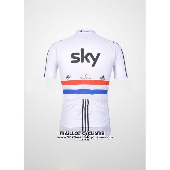 2012 Maillot Ciclismo Sky Champion Regno Unito Noir et Blanc Manches Courtes et Cuissard